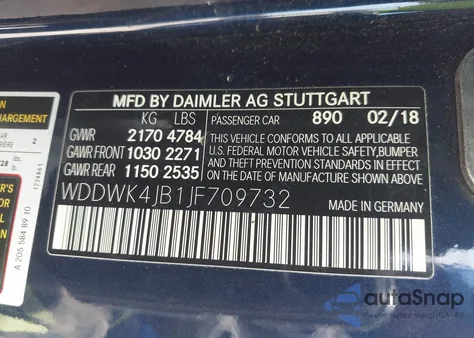 2018 Mercedes-Benz C 300 из США, поврежденный, VIN WDDWK4JB1JF709732